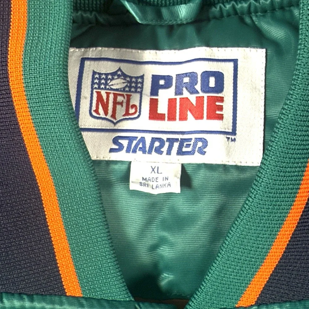 Vintage 90s Starter Pro Line Miami Dolphins NFL Puffer Jacket Mens XL Big Logo